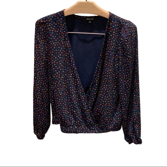 Madewell Wrap Top in Sugar Dot - Picture 6 of 7